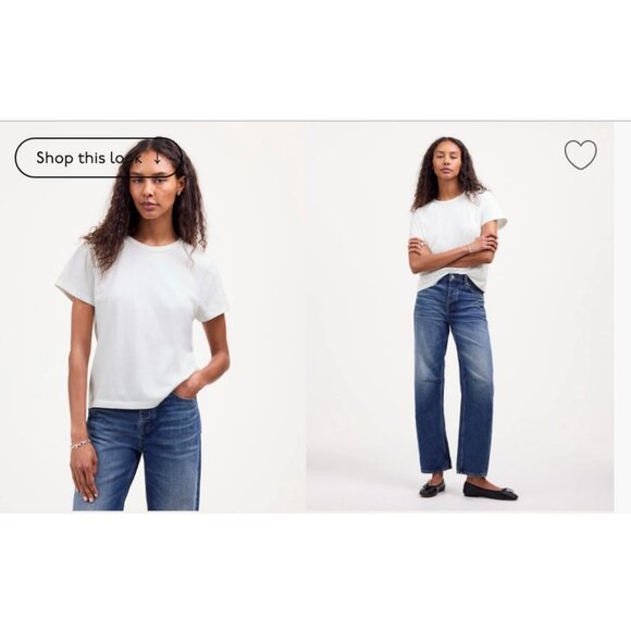 Madewell The Perfect Crewneck Tee in Allday Jersey White Size XS NS581 - Picture 1 of 6